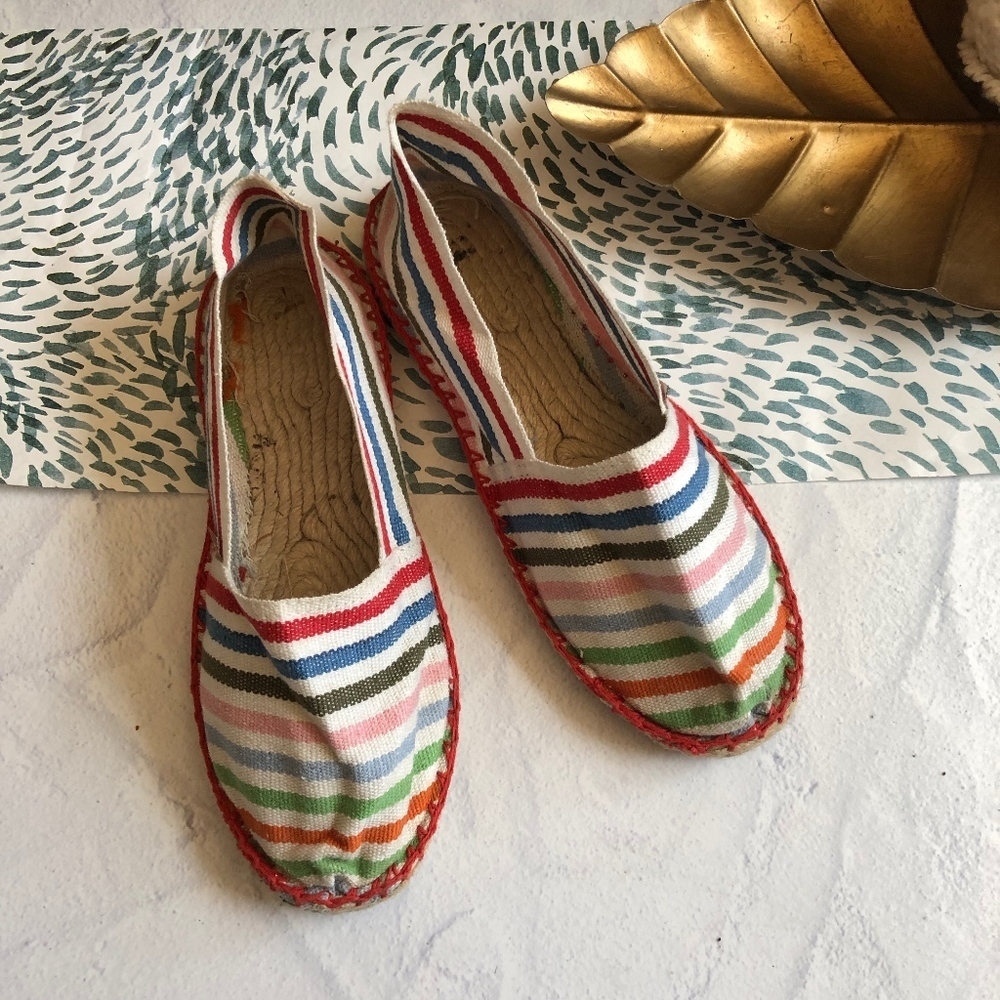 Espadrill Rainbow Striped Canvas French Shoes 35